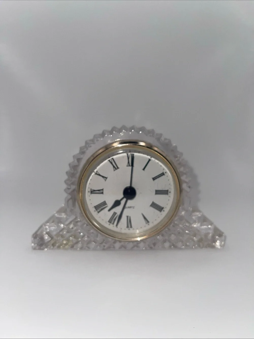 Teleflora Gift 24% Lead Crystal Desk Clock 4.5”x3”x1 New Battery Made in Taiwan